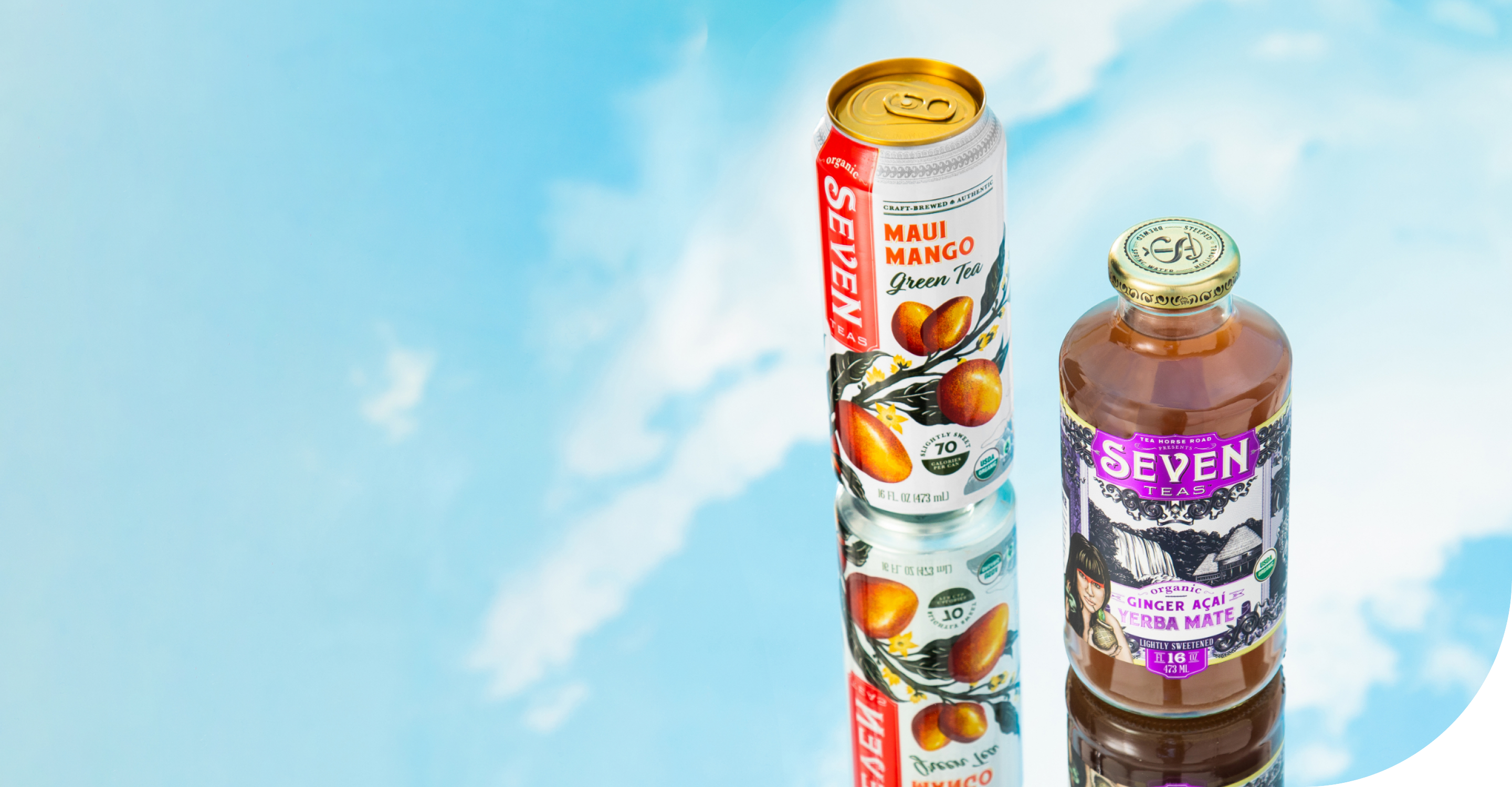 image of banner cans and glass product with sky background